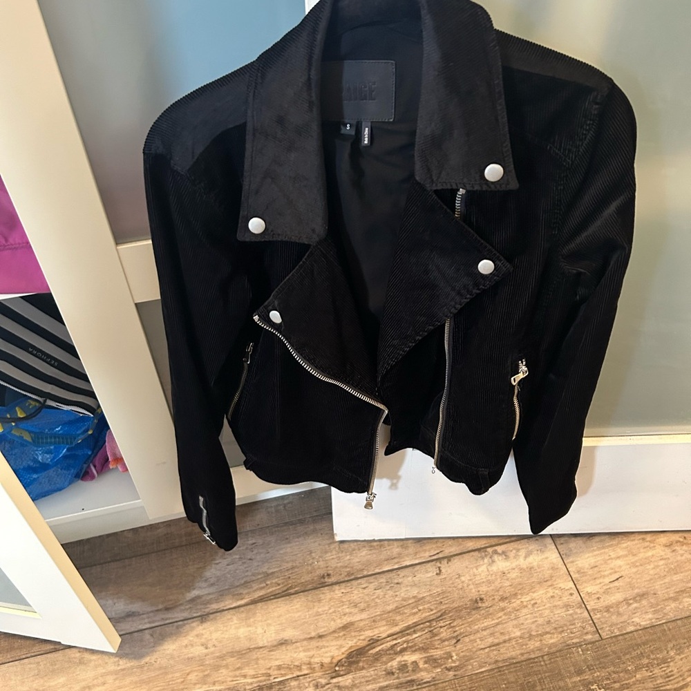 PAIGE Black Leather Moto Jacket with Asymmetrical Zipper